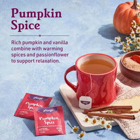 Yogi Pumpkin Spice tea cup steeping with soothing aroma