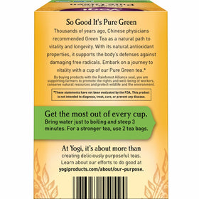 Yogi Pure Green Tea tea bags ready for daily steeping and refreshment.