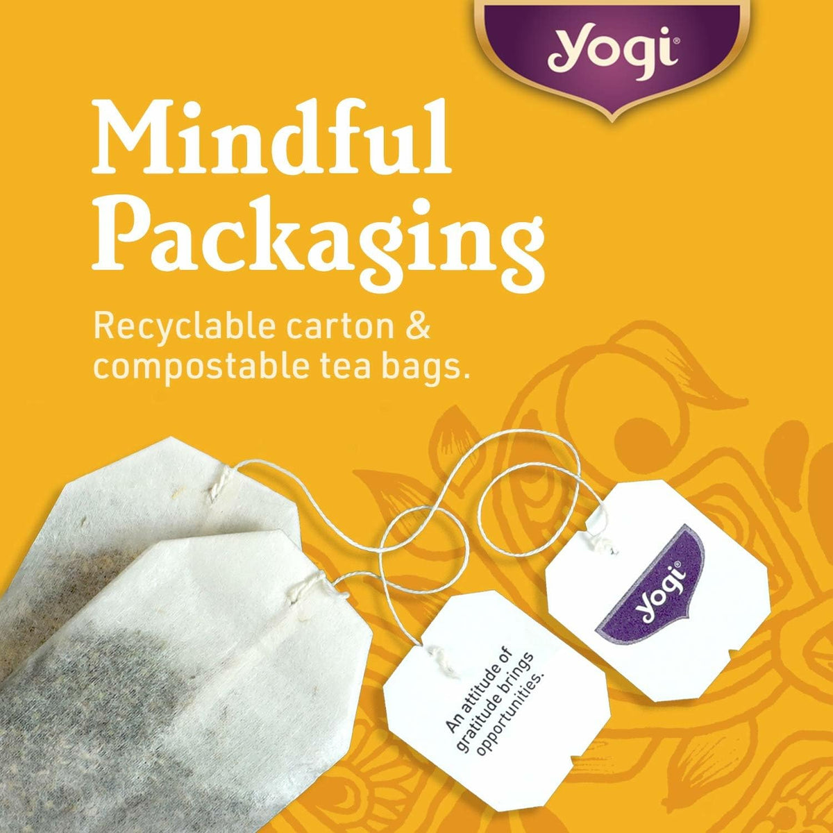 Yogi Pure Green Tea vegan and non-GMO credentials attract mindful shoppers.