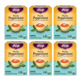 Yogi Purely Peppermint Tea box front, crisp labels and fresh aroma