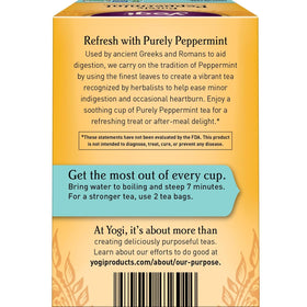 Yogi Purely Peppermint Tea organic ingredients showcase refreshing mint notes