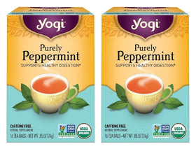 Yogi Purely Peppermint Tea bags ready for a soothing post-meal cup