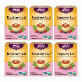 Yogi Raspberry Leaf Tea 16 bags per pack on display, ideal for daily ritual.