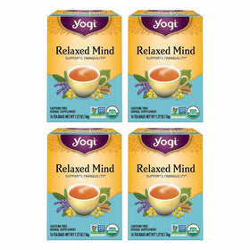 Yogi Relaxed Mind Tea box front shows 64 bags for versatile everyday calm.
