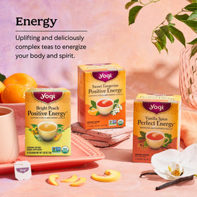 Aromas of cinnamon and ginger rise from Yogi Morning Vitality during morning sips.