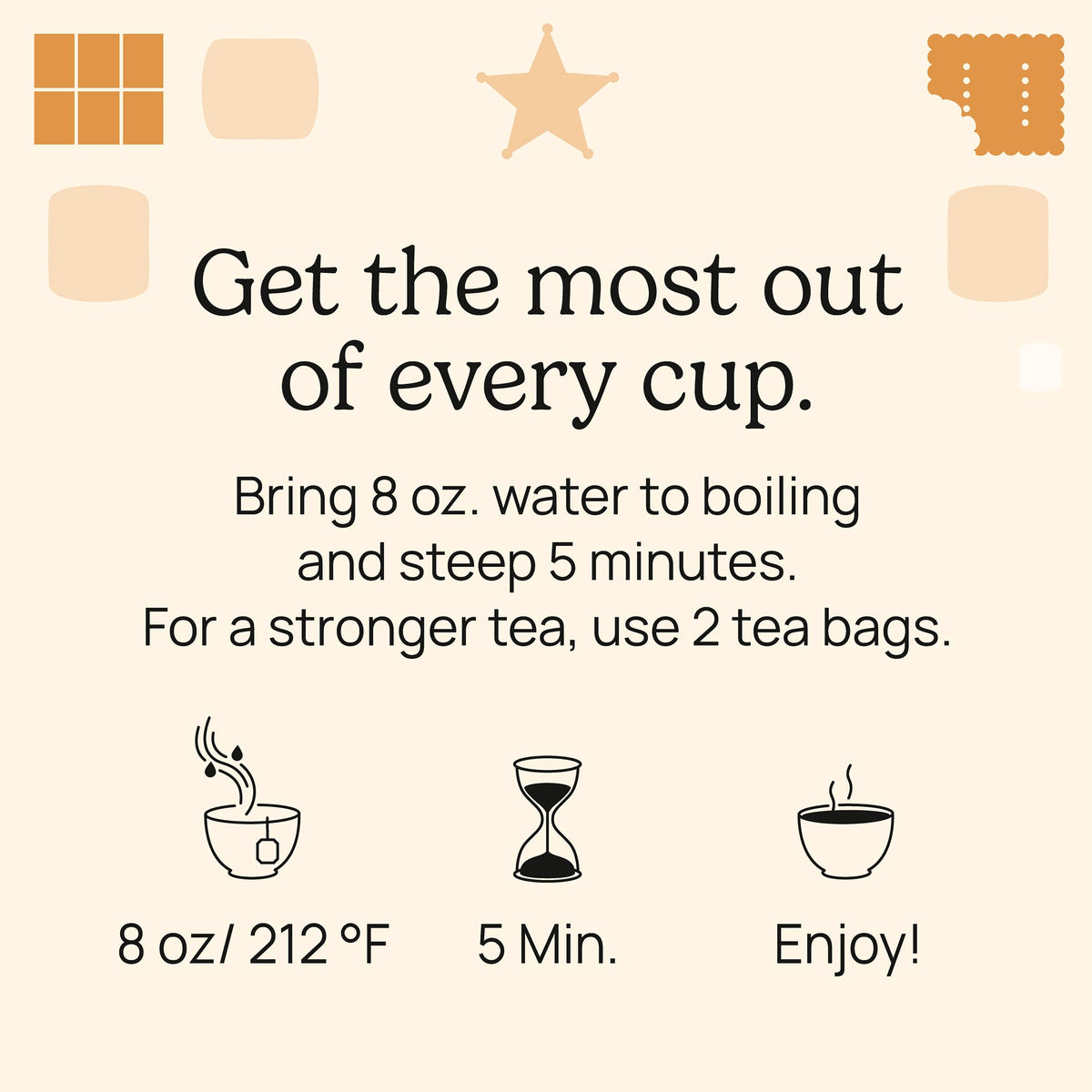 Boxed Yogi S'mores Tea with organic label emphasizes clean, vegan-friendly ingredients.