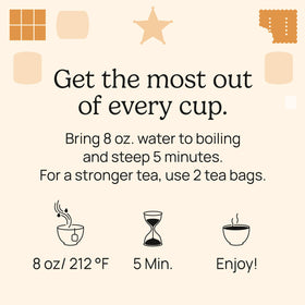Boxed Yogi S'mores Tea with organic label emphasizes clean, vegan-friendly ingredients.