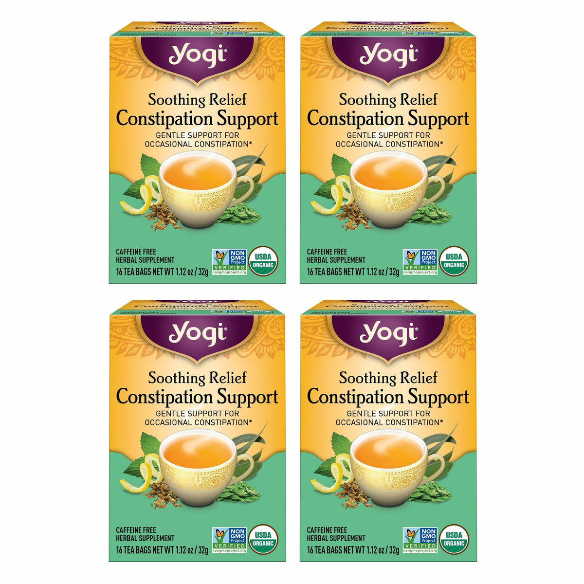 Yogi Soothing Relief constipation tea pack for easy nightly ritual