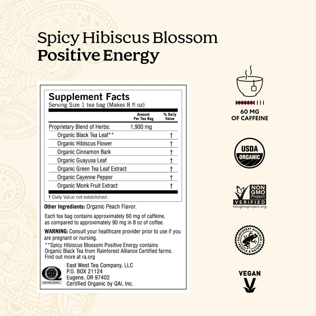 Yogi Spicy Hibiscus Blossom tea bags for convenient daily energy