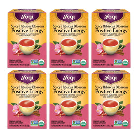Yogi Spicy Hibiscus Blossom box front showing energy and flavor