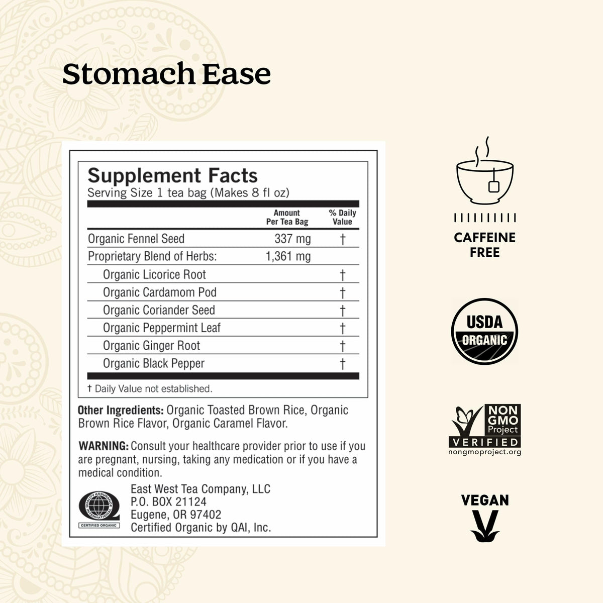Yogi Stomach Ease tea cup during steeping, ideal after meals
