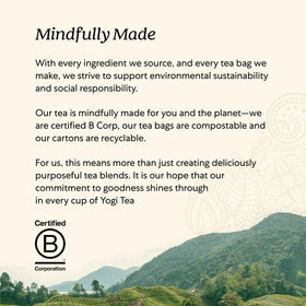 Yogi sustainability image highlights planet-friendly sourcing and ethical practices.