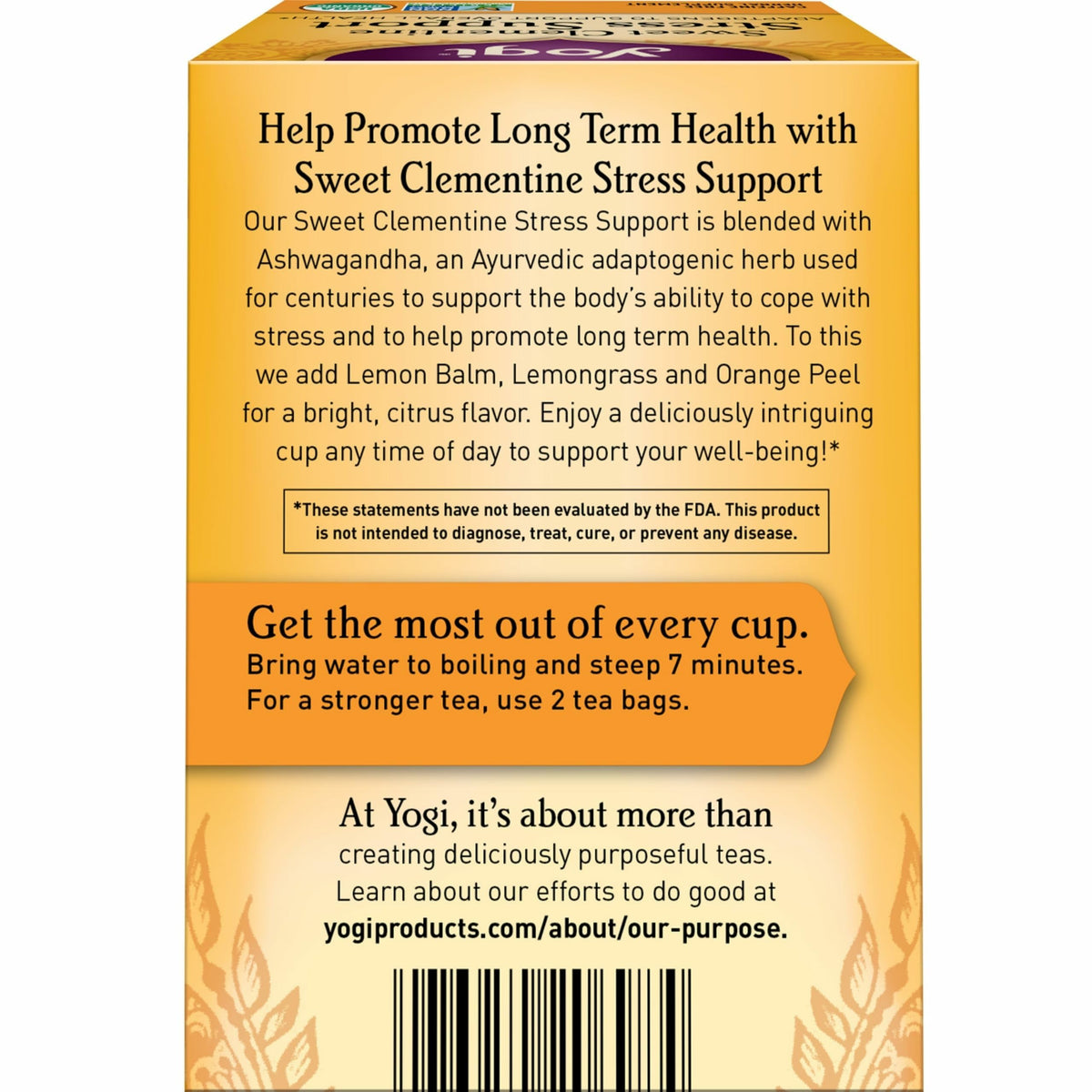 Four-pack box of Yogi Sweet Clementine for convenient daily stress relief
