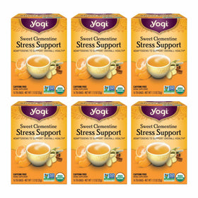 Yogi Sweet Clementine stress tea bag for a calming ritual with citrus notes.