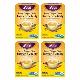 Yogi Sweet Ginger Citrus Turmeric Vitality tea bag with bright aroma and inviting flavor