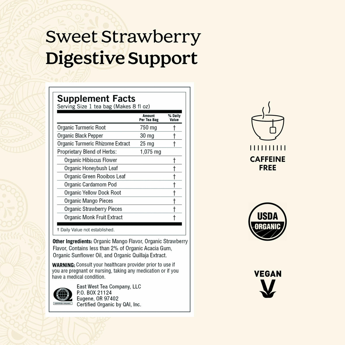 Yogi Sweet Strawberry tea bags steeping in a cup for calming, caffeine-free sip.