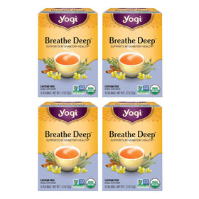 Yogi Breathe Deep tea bag close-up with calming aroma for relaxing ritual