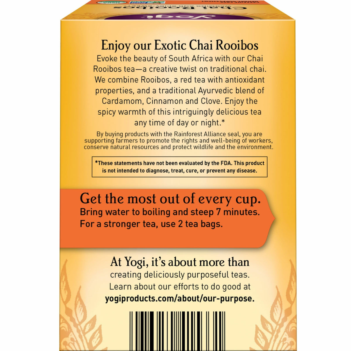 Organic label on Yogi Rooibos tea confirms USDA Organic and non-GMO