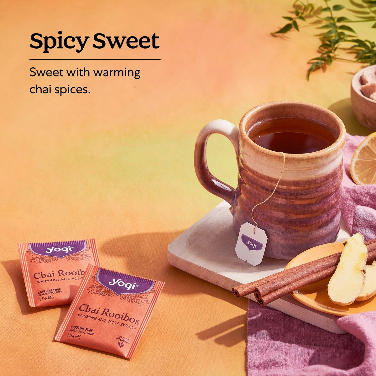 Steeping Yogi Chai Rooibos in hot water for seven minutes