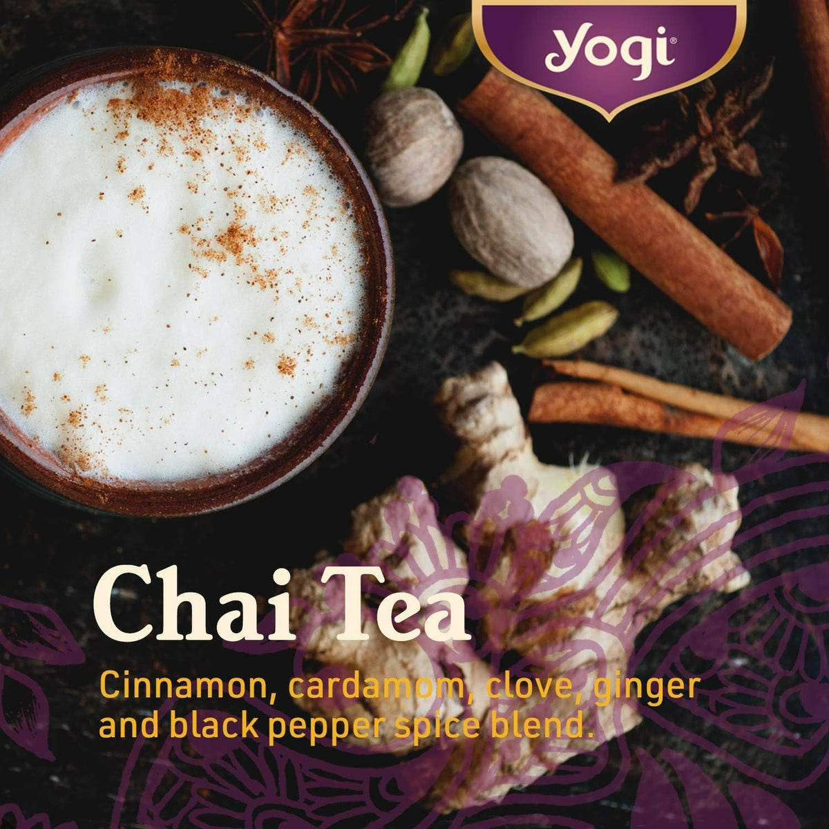 Cup of Yogi tea with steam, ready to enjoy