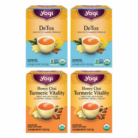 Yogi Tea Detox and Wellness Variety Pack boxes for daily ritual and organic blends.