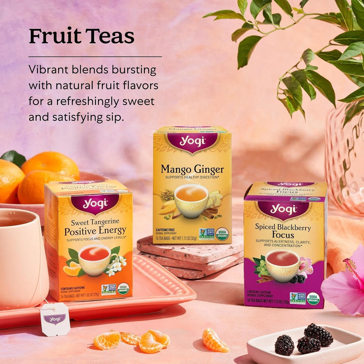 Yogi Tea herbal tea bags on table, convenient for everyday refreshment