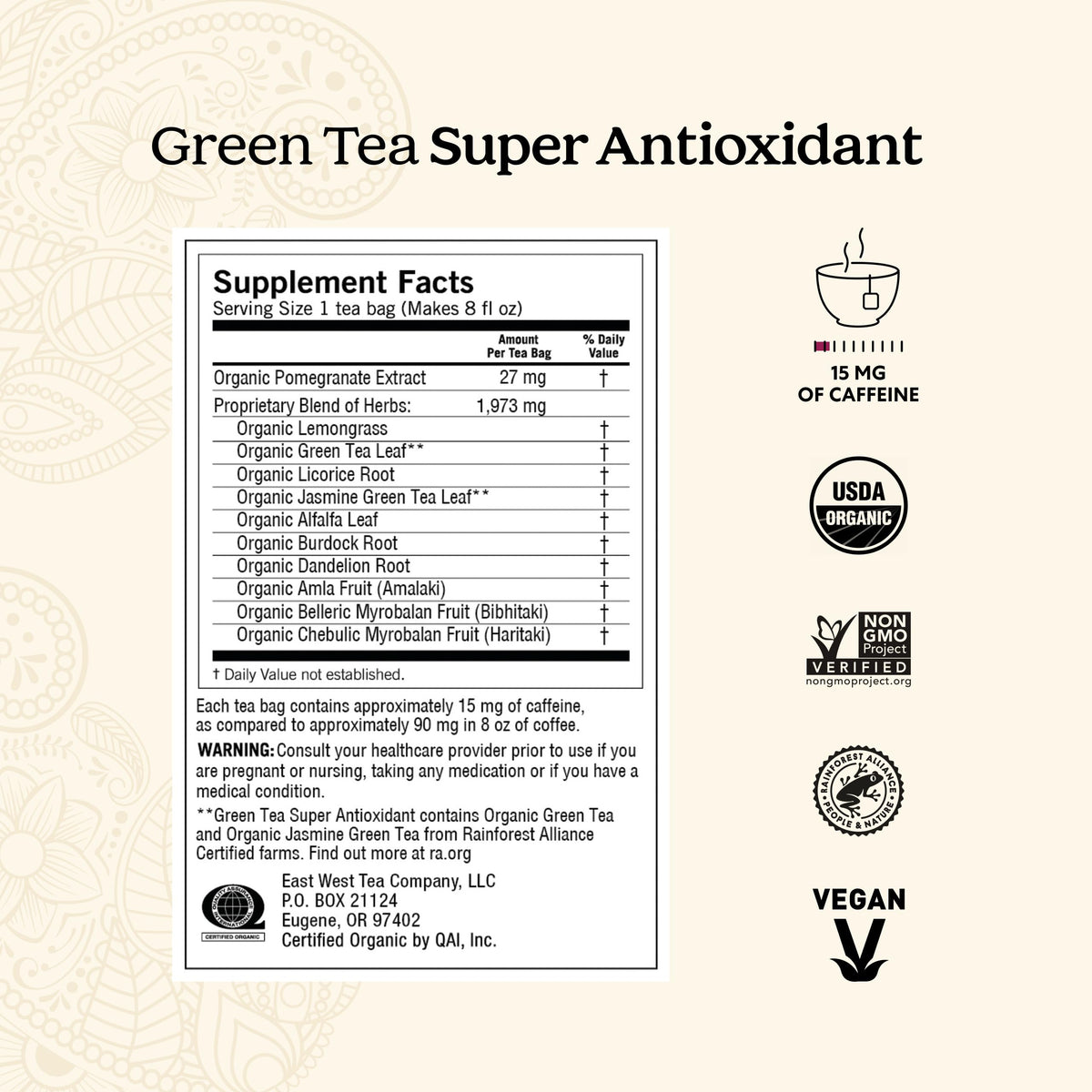 Yogi Tea Green Tea Pure Green box, classic, fresh caffeinated aroma.