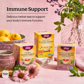 USDA Organic ingredients highlighted in Yogi Immune Support blends