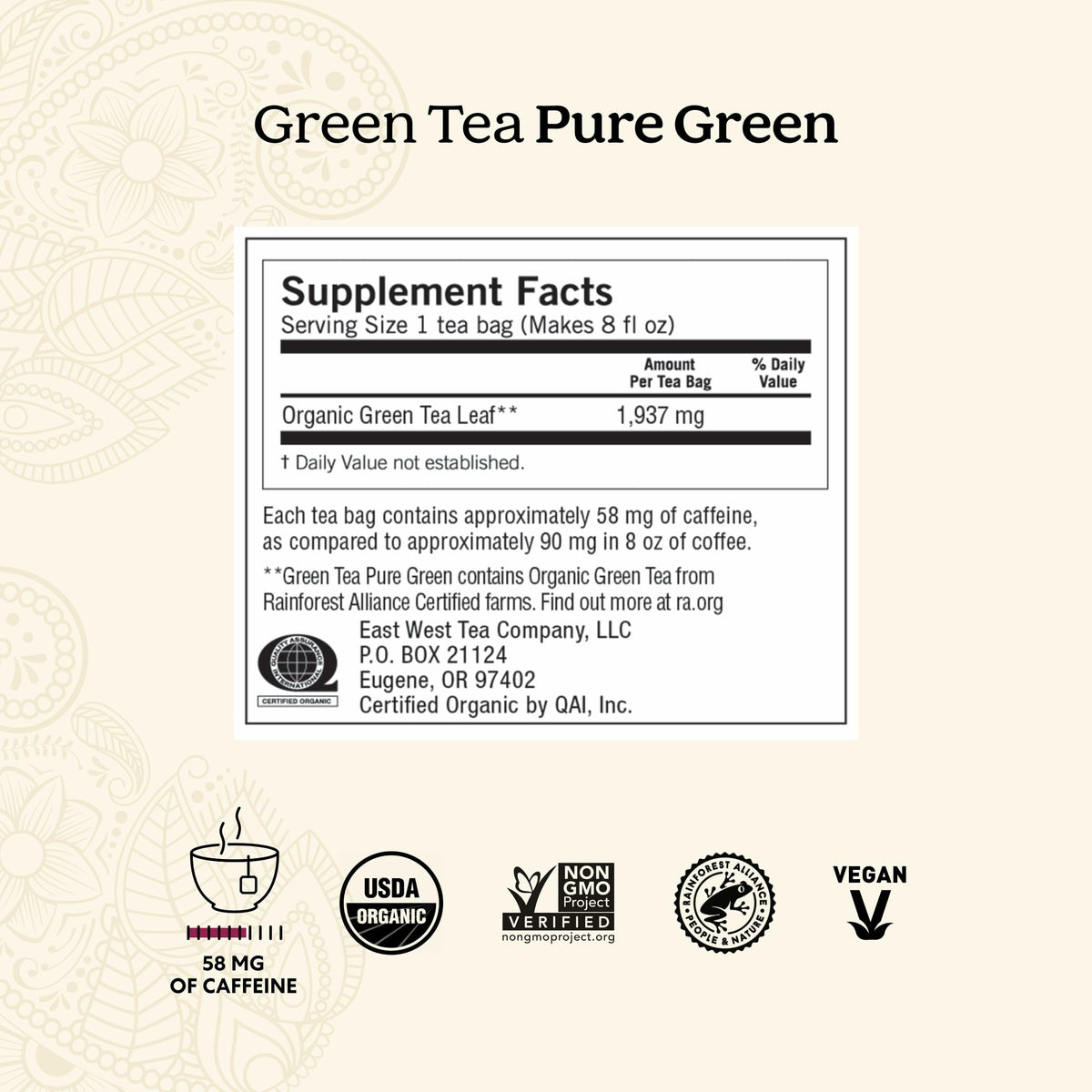 Yogi Tea Pure Green Tea bags in packaged box, convenient daily ritual.