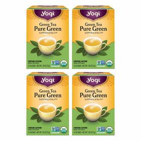 Yogi Tea Pure Green Tea box front, premium organic blend for daily refreshment.