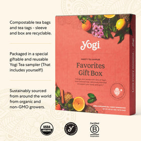 Yogi Tea Sampler Brewing Instructions Back – practical brewing guidance on packaging.