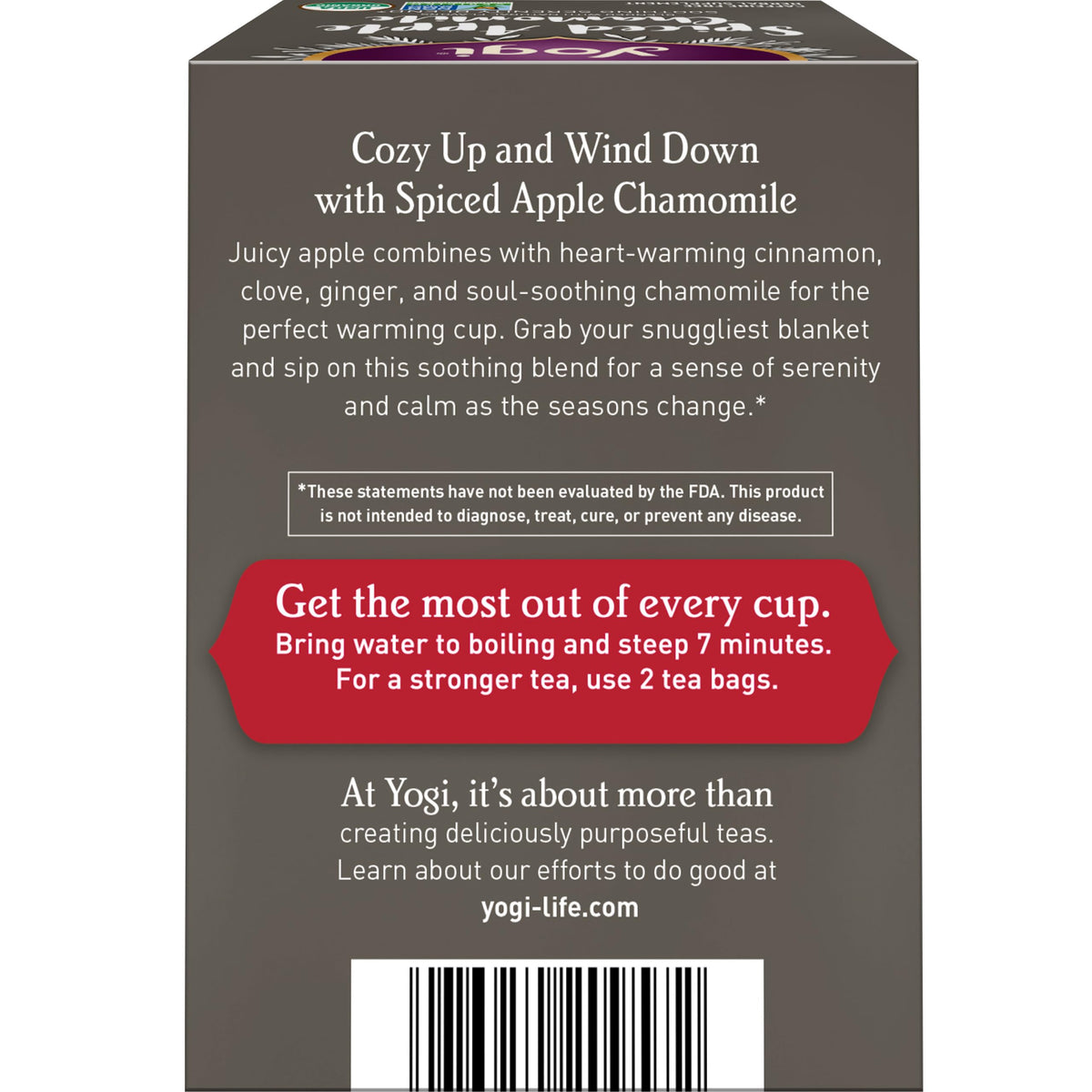 Yogi Tea Spiced Apple Chamomile steeping in a mug with warm steam