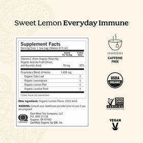 Yogi Tea Sweet Lemon teabags close-up highlighting caffeine-free herbal blend