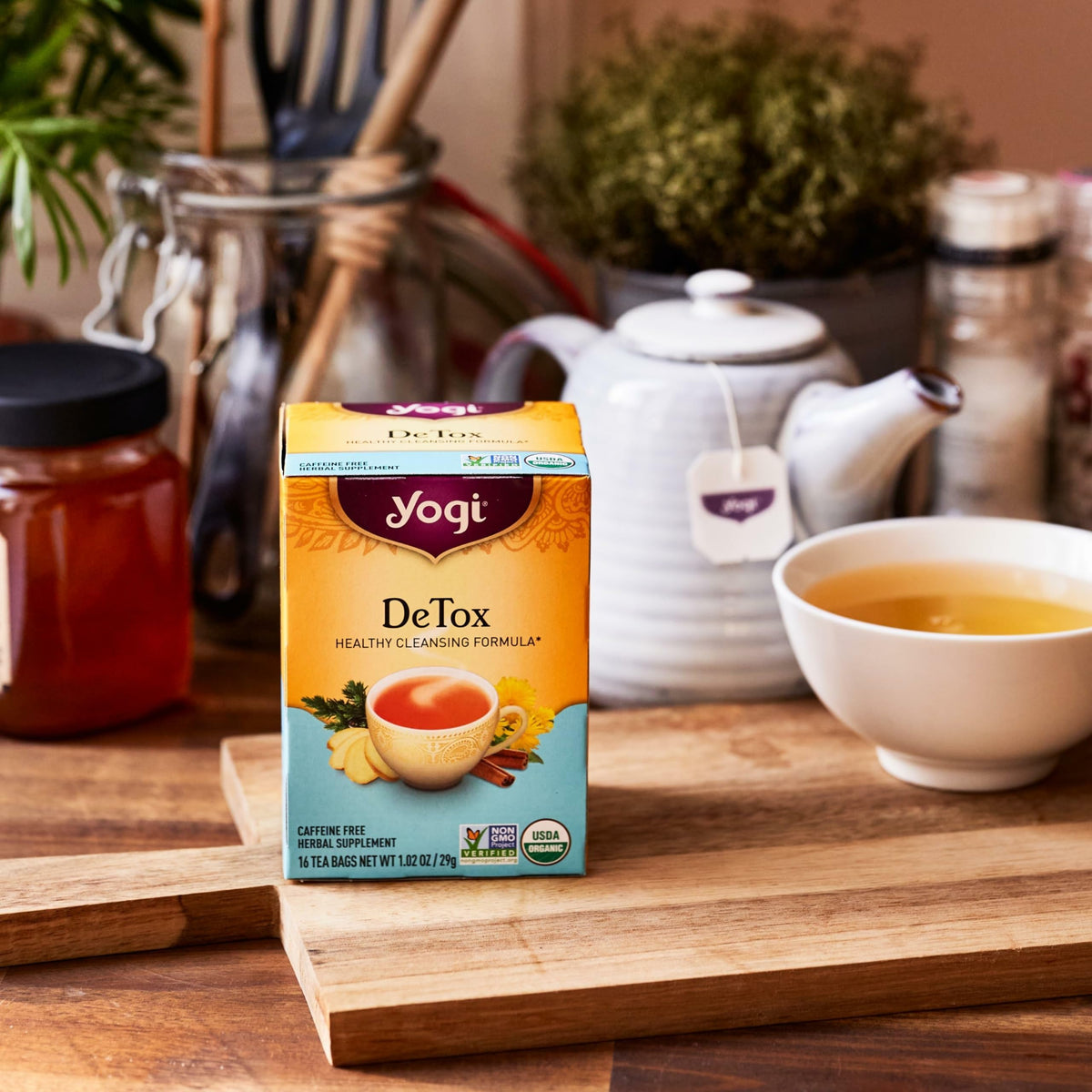 Yogi Tea Well-Being blends in a soothing mug during mindful breaks.