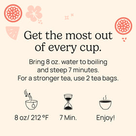 Yogi Tropical Spice Tea brewed cup with steam, ideal for a relaxing ritual.