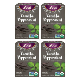 Yogi Vanilla Peppermint tea 4-pack box with festive packaging for gifting