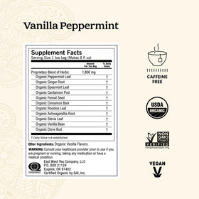 Yogi Vanilla Peppermint tea bags inside box ready for cozy evenings