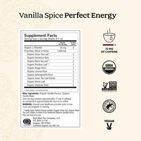 Yogi Vanilla Spice Perfect Energy packaging with organic ingredients