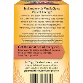 Brewed cup of Yogi Vanilla Spice with inviting aroma and energy