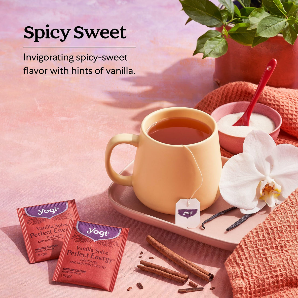 Pouring steam reveals vanilla spice aroma enhancing mood