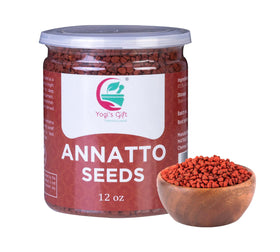 Yogi's Gift annatto seeds in a 12oz bottle for vibrant seasoning