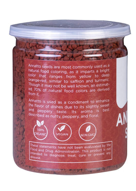 Yogi's Gift annatto seeds closeup highlighting color for rubs