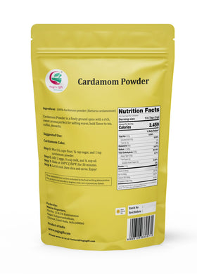 YOGI'S GIFT cardamom powder packaging open lid showing fresh spice aroma