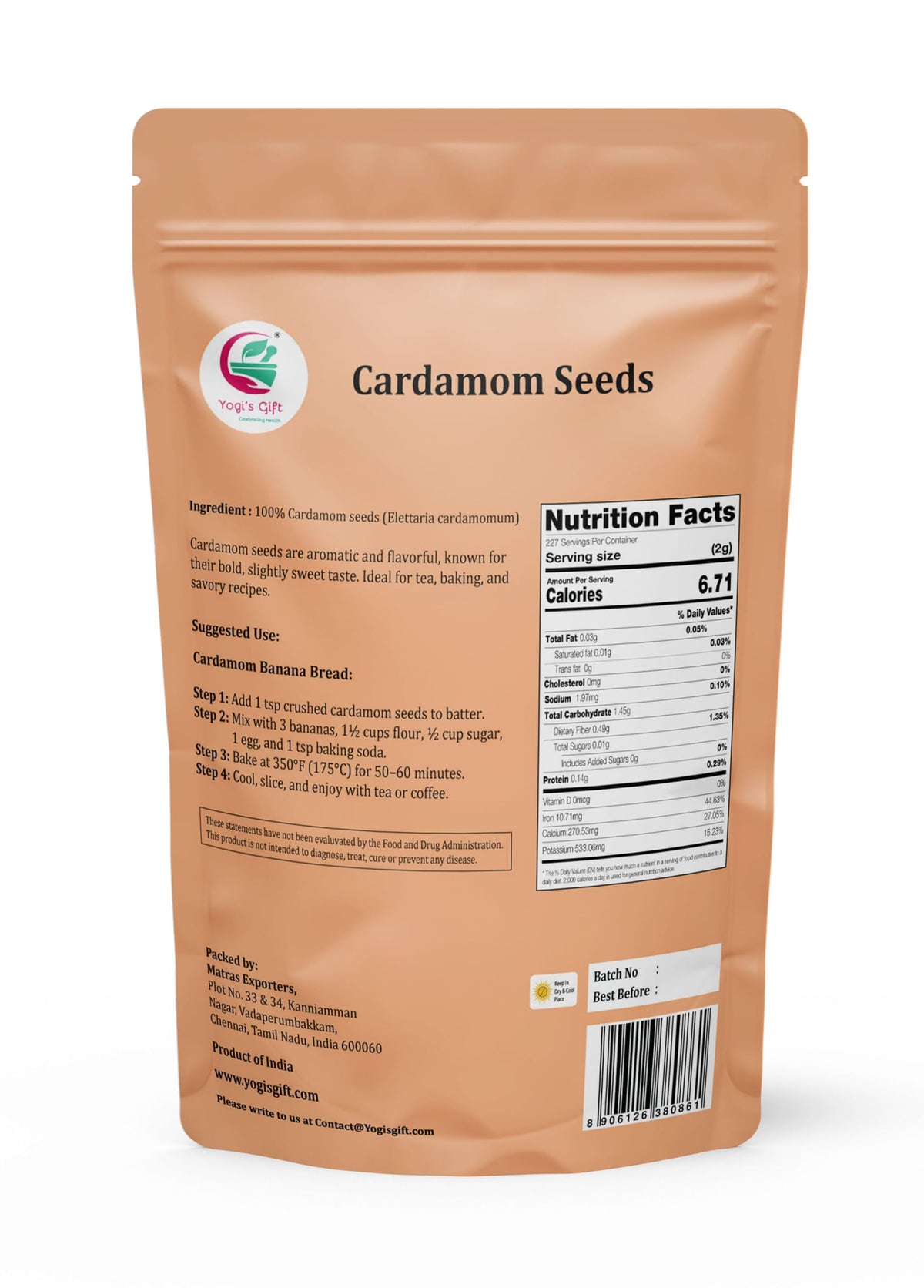 Yogi's Gift cardamom seeds toasting to release bright, herbal notes for beverages