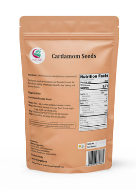 Yogi's Gift cardamom seeds toasting to release bright, herbal notes for beverages