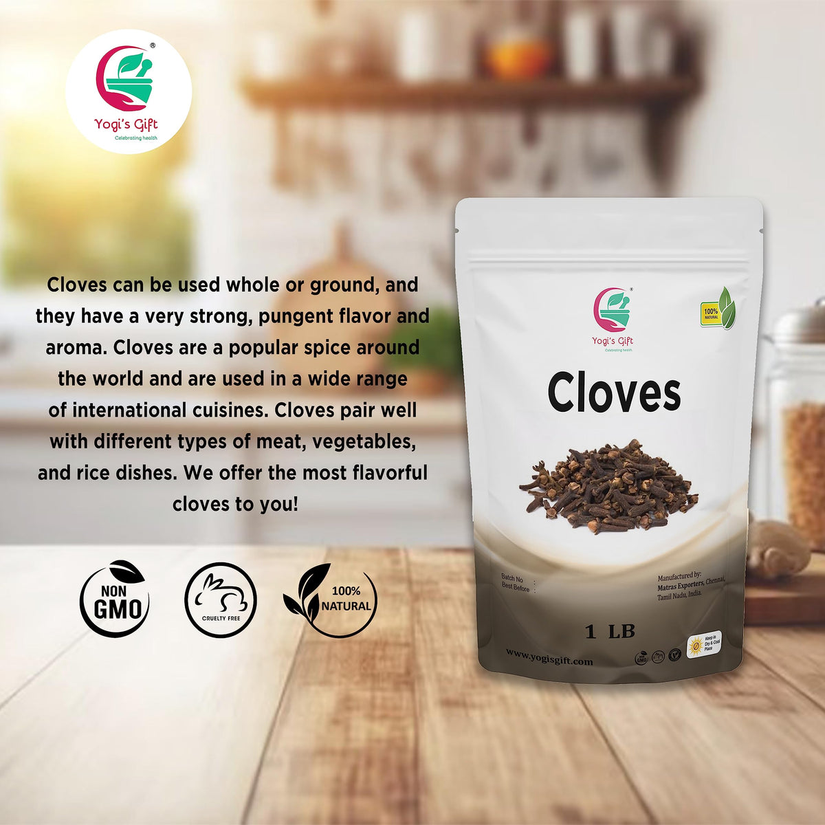 Yogi's Gift cloves used in tea and syrup for warm spice notes.