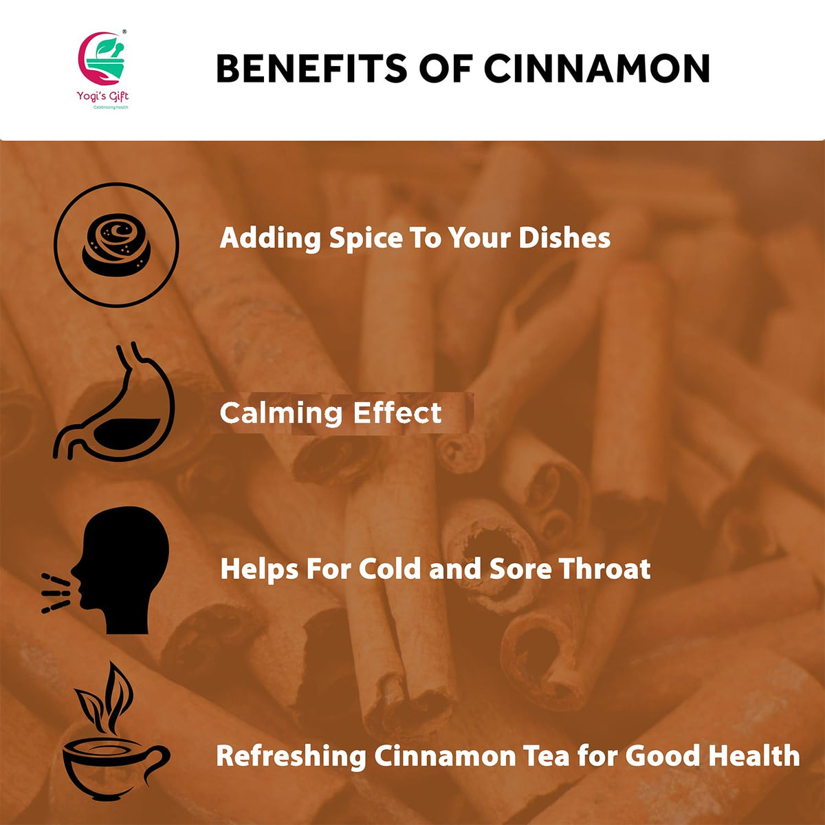 Yogi’s Gift crushed cinnamon bark aroma; elevates spice blends