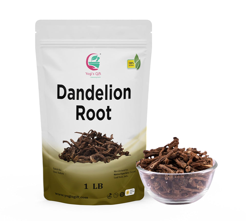 Yogi's Gift dandelion root - raw, whole root ideal for tea, broths, and savory recipes.