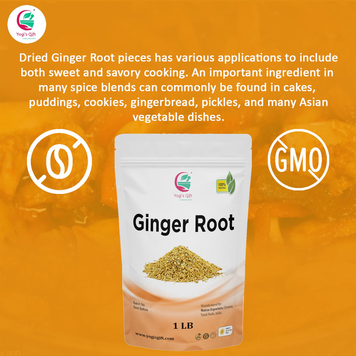Ginger root used in curry powder and spice blends