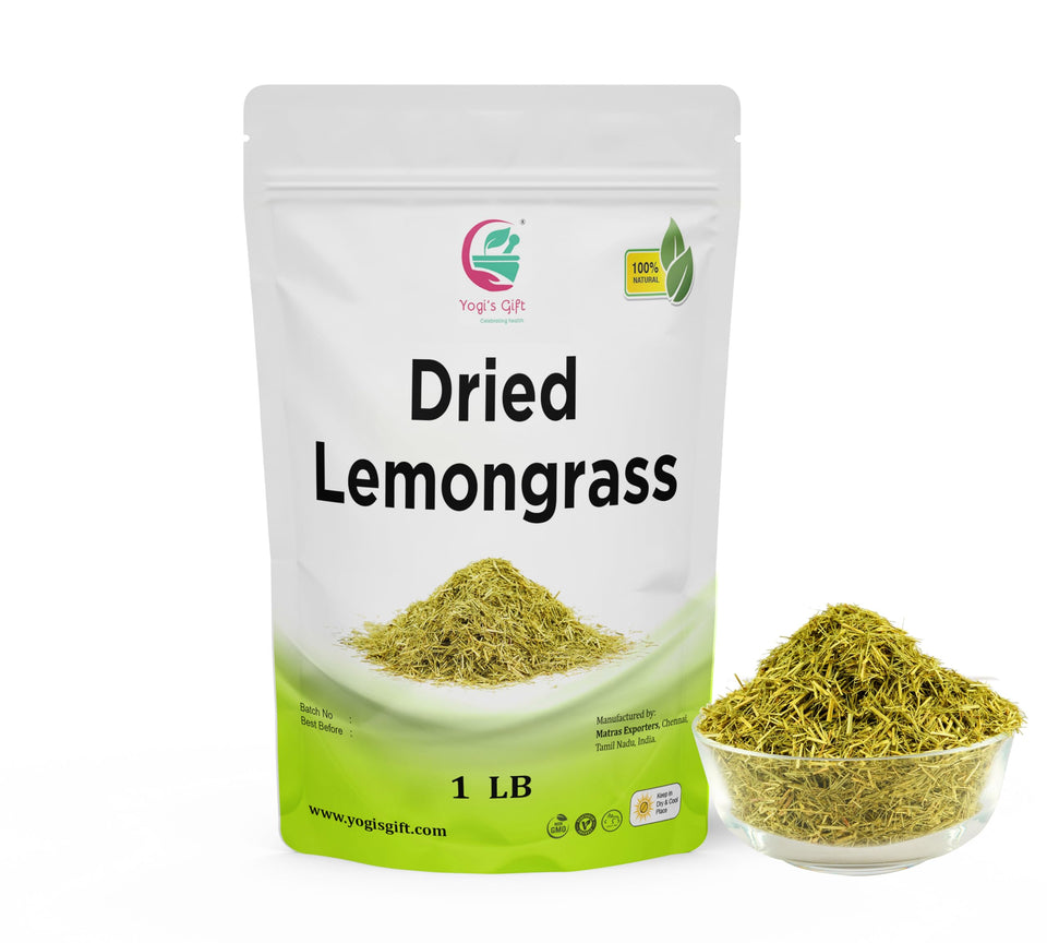 Yogi’s Gift dried lemongrass loose leaf delivers bright citrus aroma for teas and dishes.